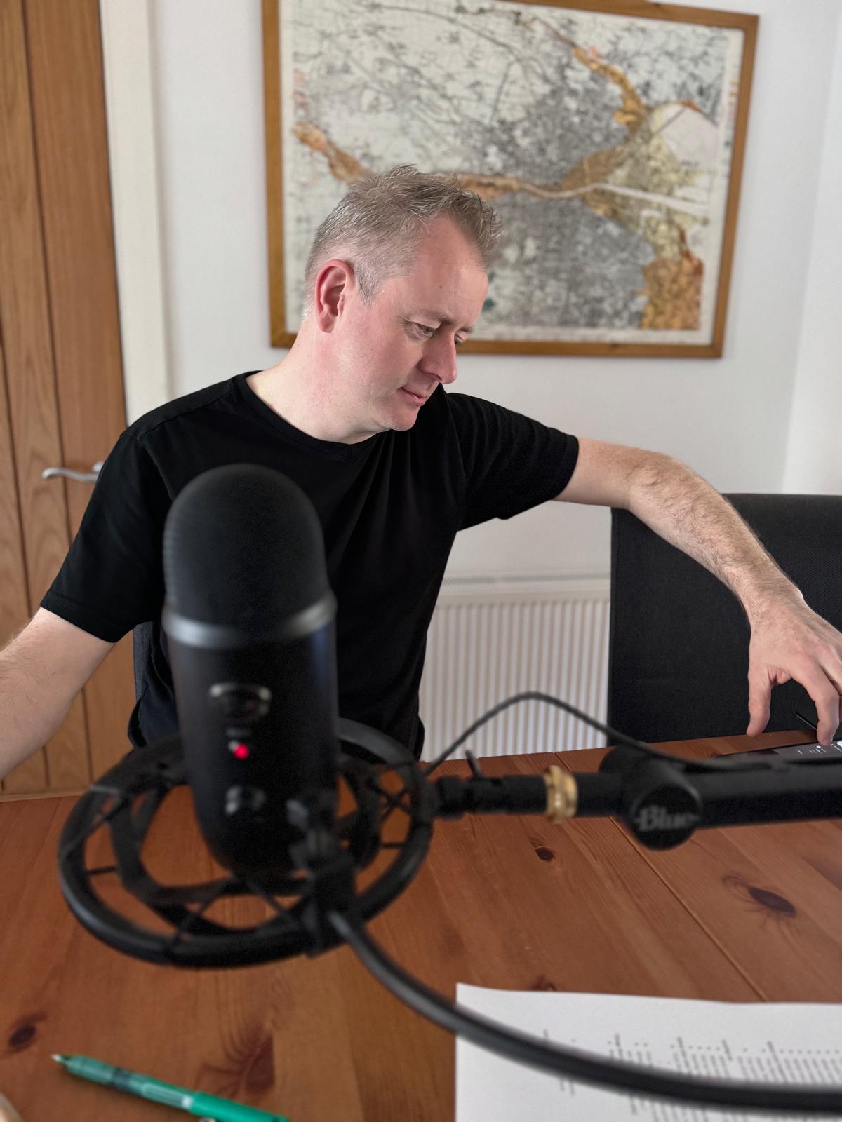 Dylan's pic of Sean as the podcast recording begins